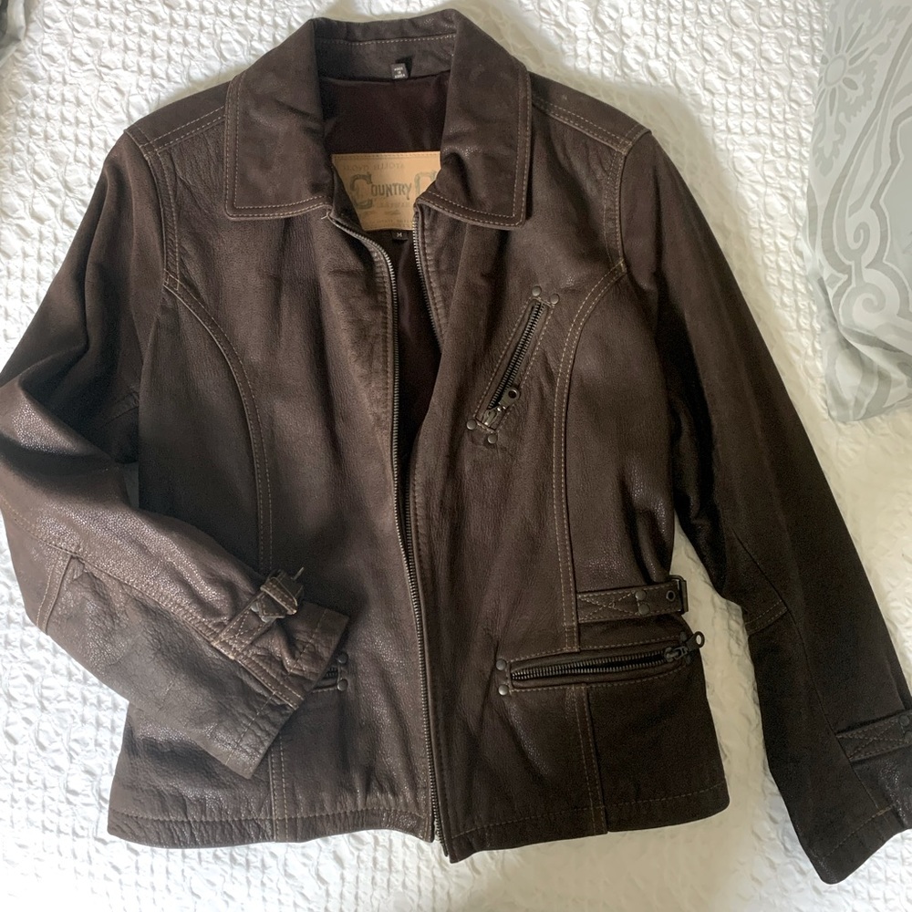 Like new! Soft leather jacket. Nice Chocolate Brown